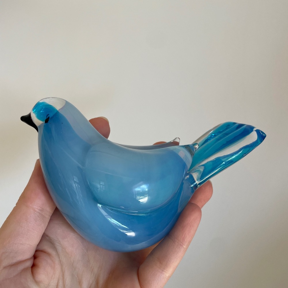 Finnish Blown Glass Bluebird Figurine, Collectible‎